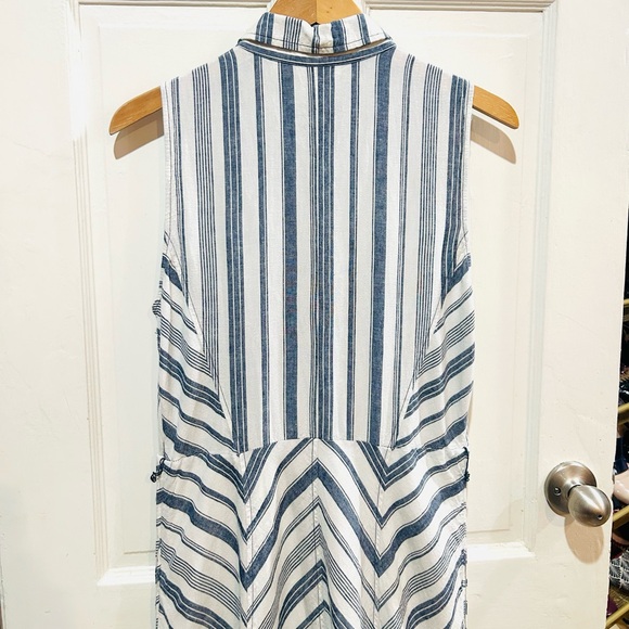 MAEVE Anthropologie Coastal Stripe Linen Maxi Dress NO BELT Nautical Size M - Picture 5 of 9